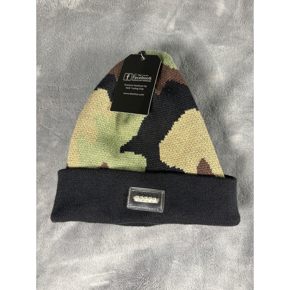 KBETHOS Unisex LED Light Up Camouflage Knit Cuffed Beanie Hat One Size Camo